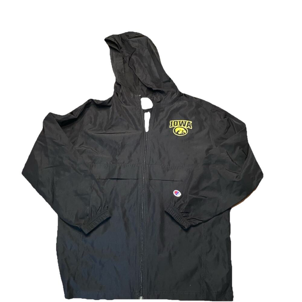 Champion Youth Black Iowa Hawkeyes Full Zip Windbreaker Jacket Size 14-16